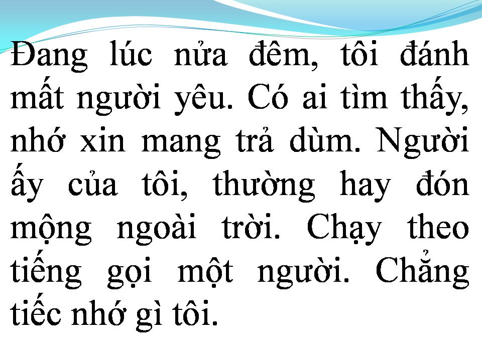 Lời bài hát TÔI MẤT NGƯỜI YÊU