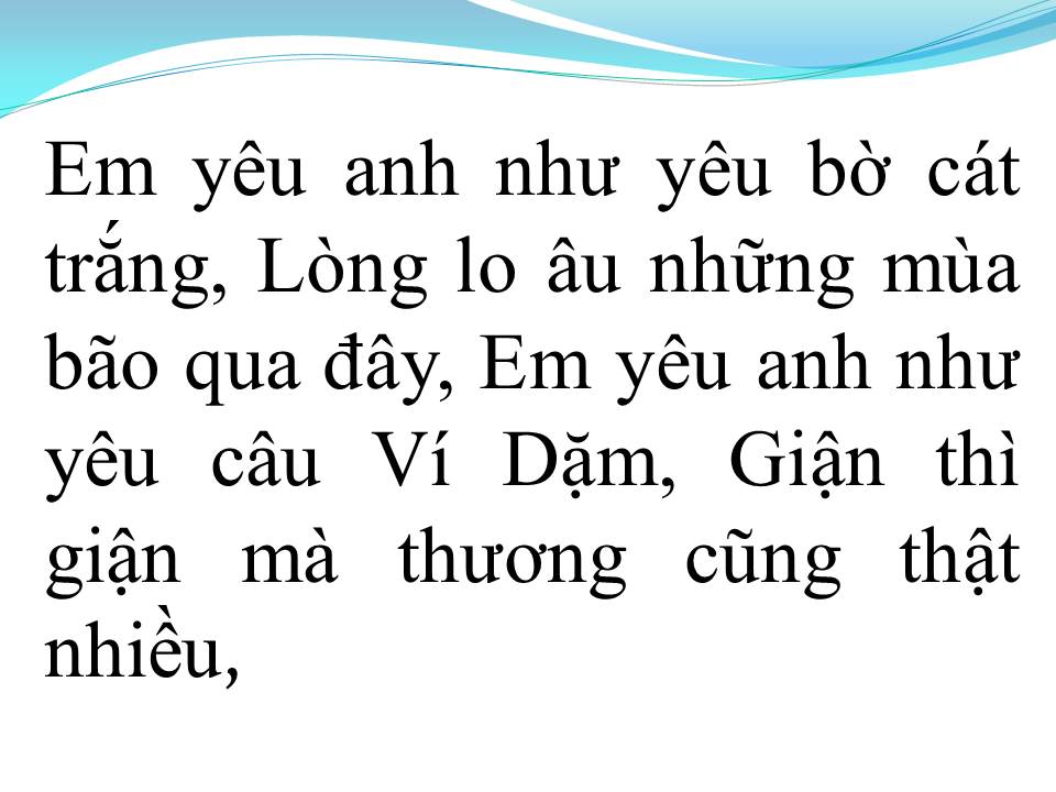 Lời bài hát EM YÊU ANH NHƯ CÂU HÒ VÍ DẶM