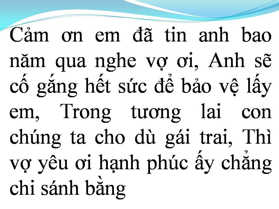 Lời bài hát CÁM ƠN VỢ