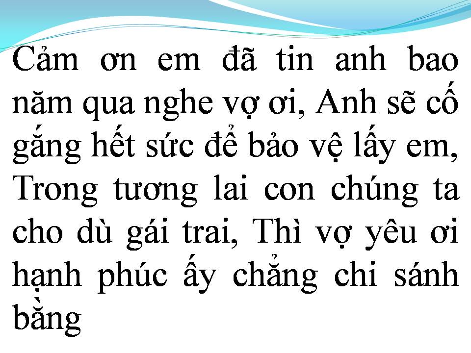 Lời bài hát CÁM ƠN VỢ