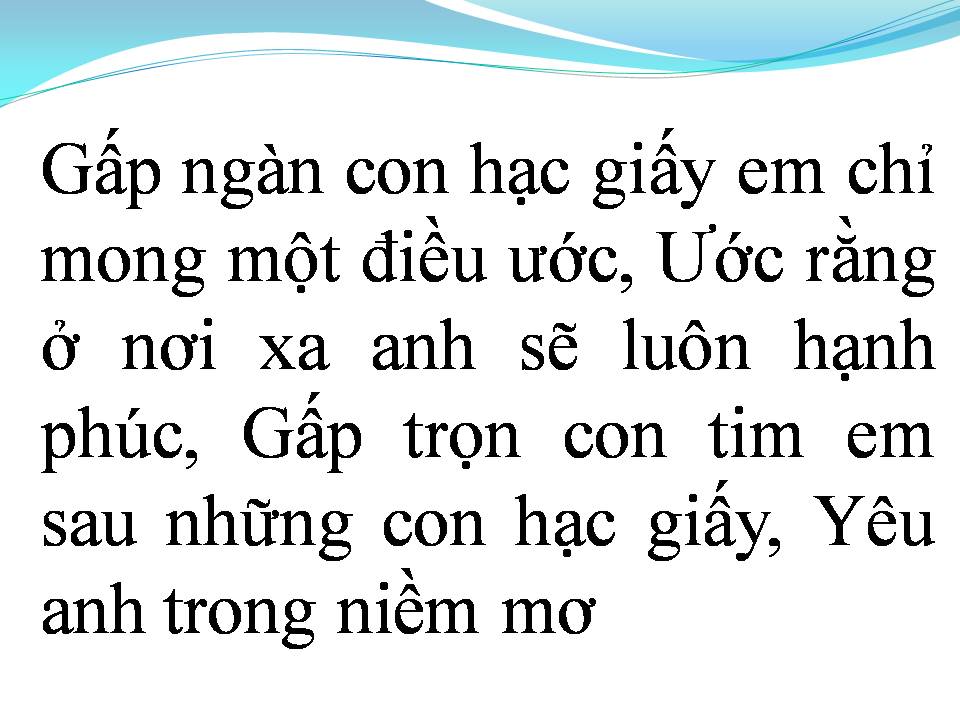 Lời bài hát ĐIỀU ƯỚC HẠC GIẤY