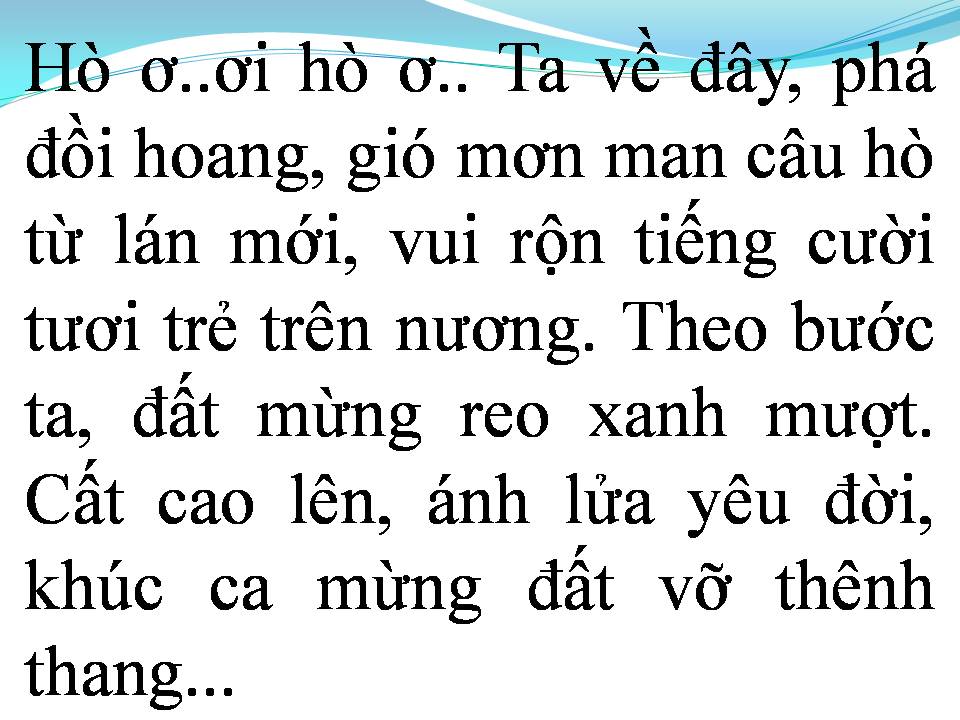 Lời bài hát KHÚC HÁT NGƯỜI ĐI KHAI HOANG