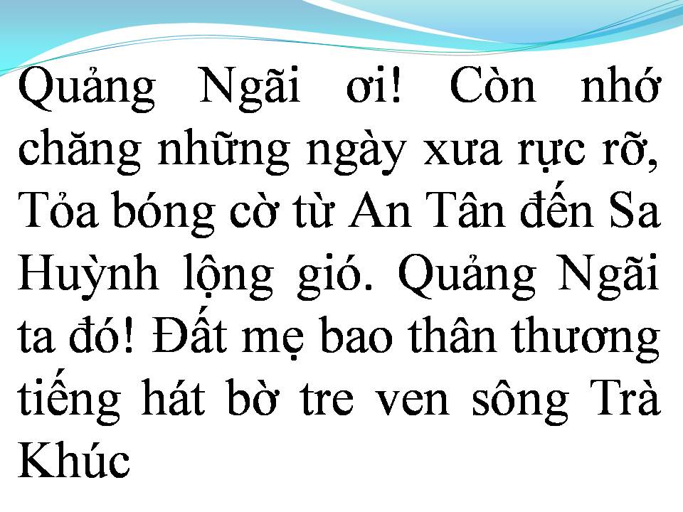 Lời bài hát QUẢNG NGÃI ĐẤT MẸ NGOAN CƯỜNG