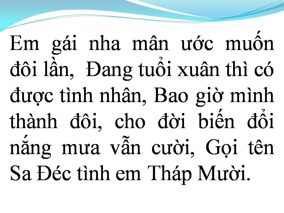Lời bài hát TÌNH EM THÁP MƯỜI
