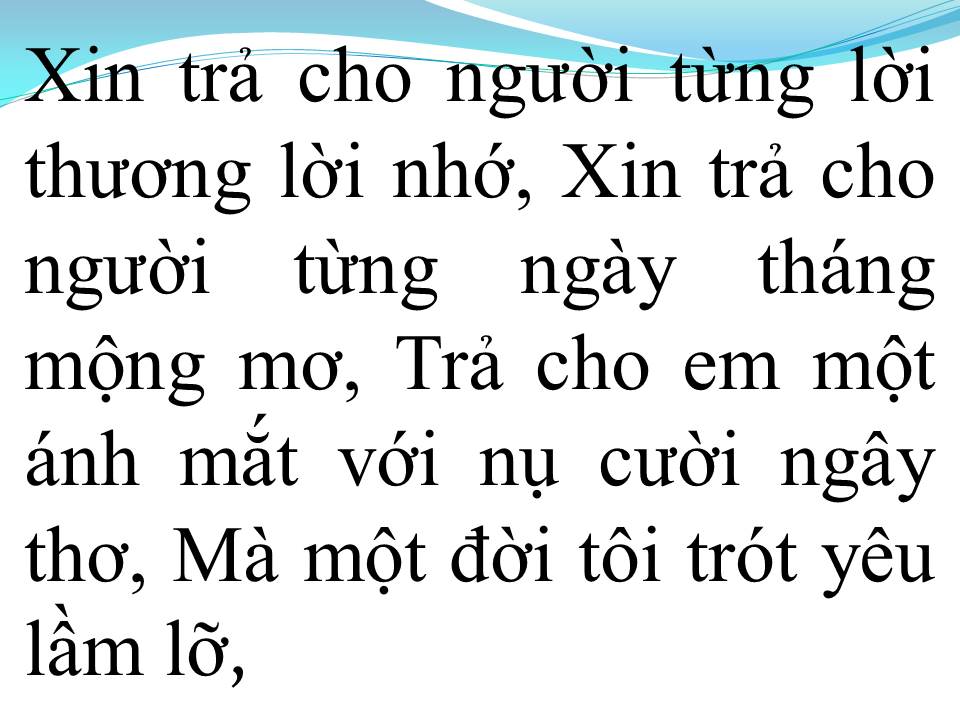 Lời bài hát XIN TRẢ CHO EM (XIN TRẢ CHO ANH)