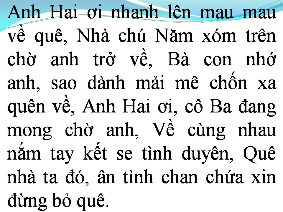 Lời bài hát CÂU HÒ ĐIỆU LÝ CÒN ĐÂY