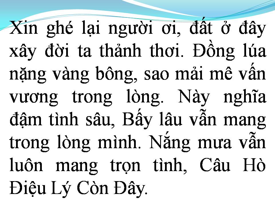 Lời bài hát CÂU HÒ ĐIỆU LÝ CÒN ĐÂY