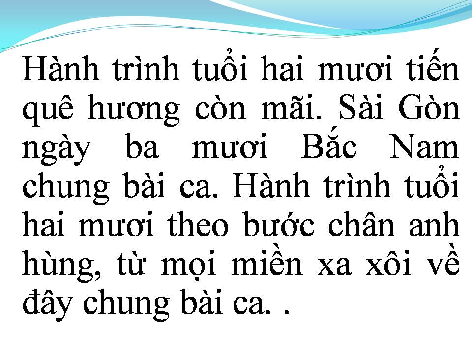 Lời bài hát HÀNH TRÌNH TUỔI HAI MƯƠI
