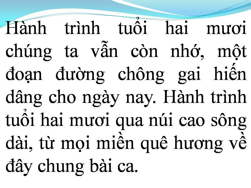 Lời bài hát HÀNH TRÌNH TUỔI HAI MƯƠI