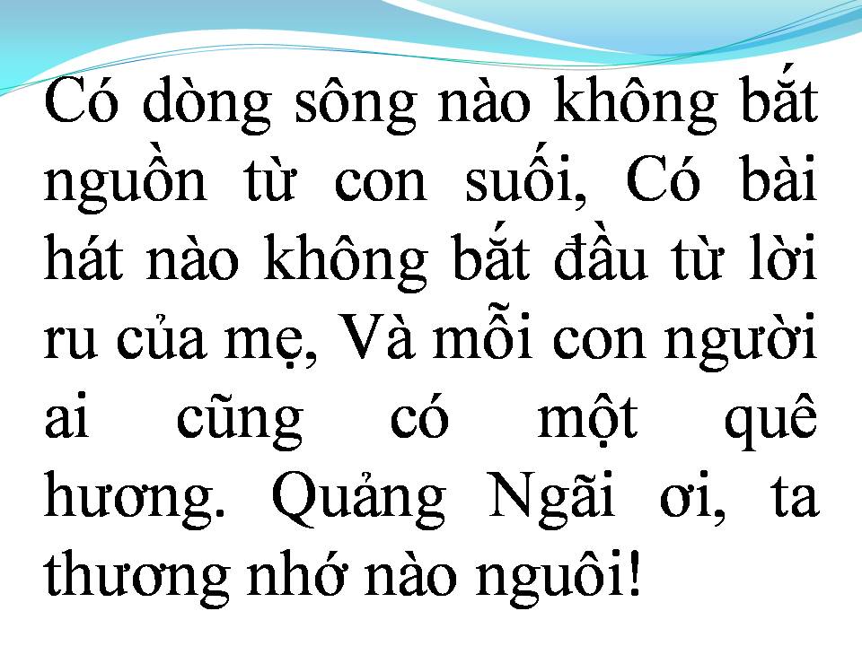 Lời bài hát QUẢNG NGÃI NHỚ THƯƠNG