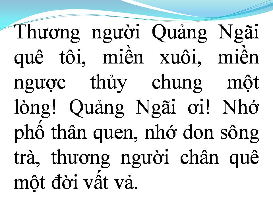 Lời bài hát QUẢNG NGÃI NHỚ THƯƠNG