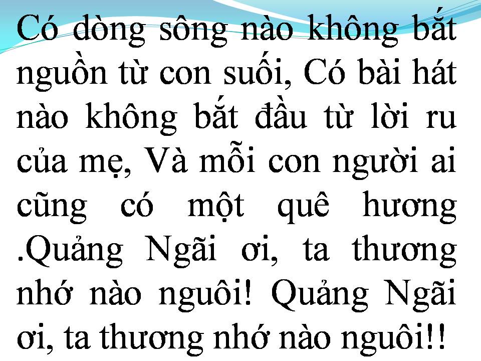 Lời bài hát QUẢNG NGÃI NHỚ THƯƠNG