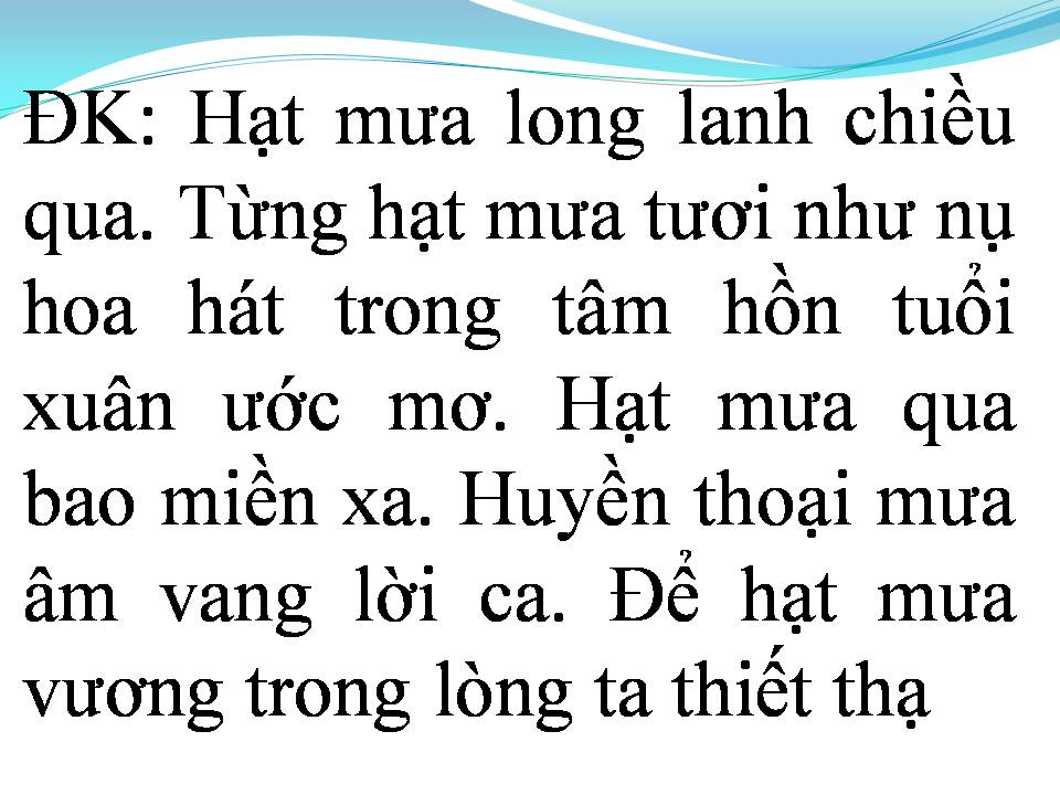 Lời bài hát HẠT MƯA LONG LANH