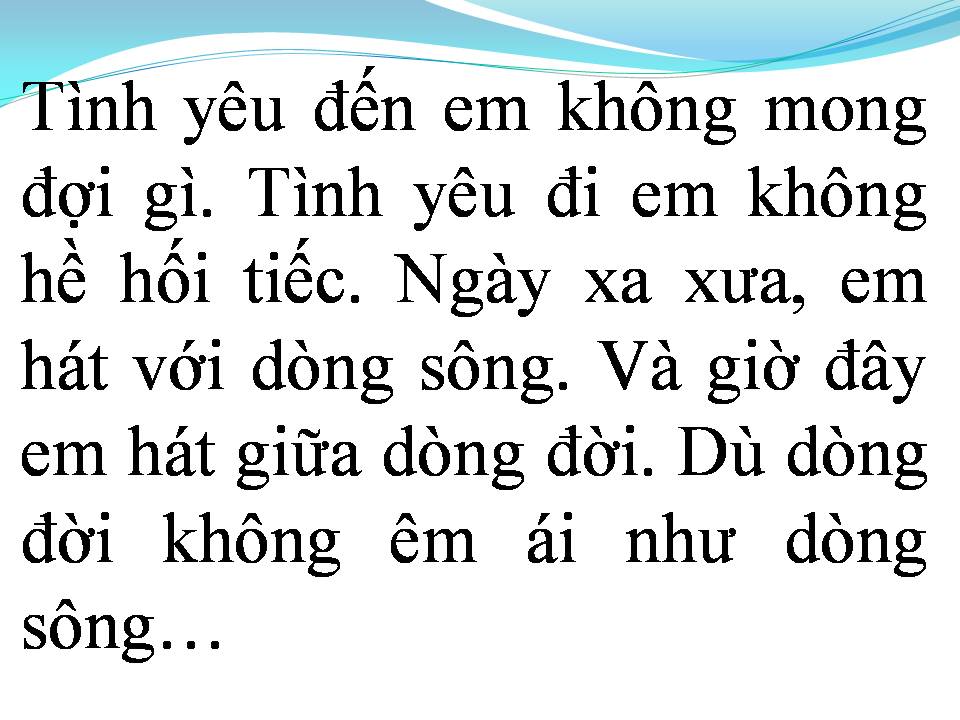 Lời bài hát HÁT VỚI DÒNG SÔNG