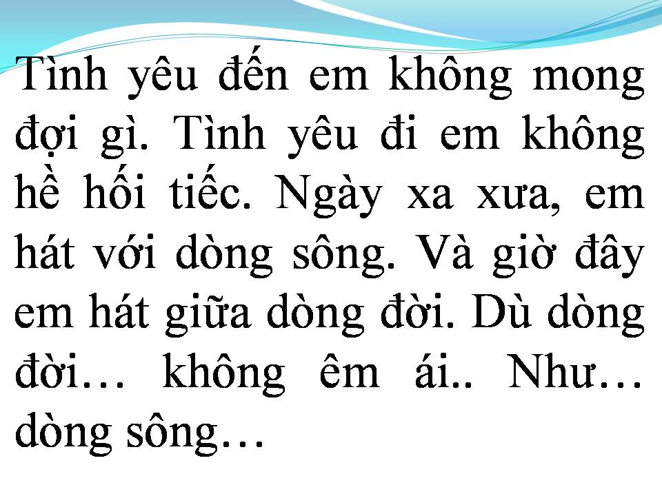 Lời bài hát HÁT VỚI DÒNG SÔNG