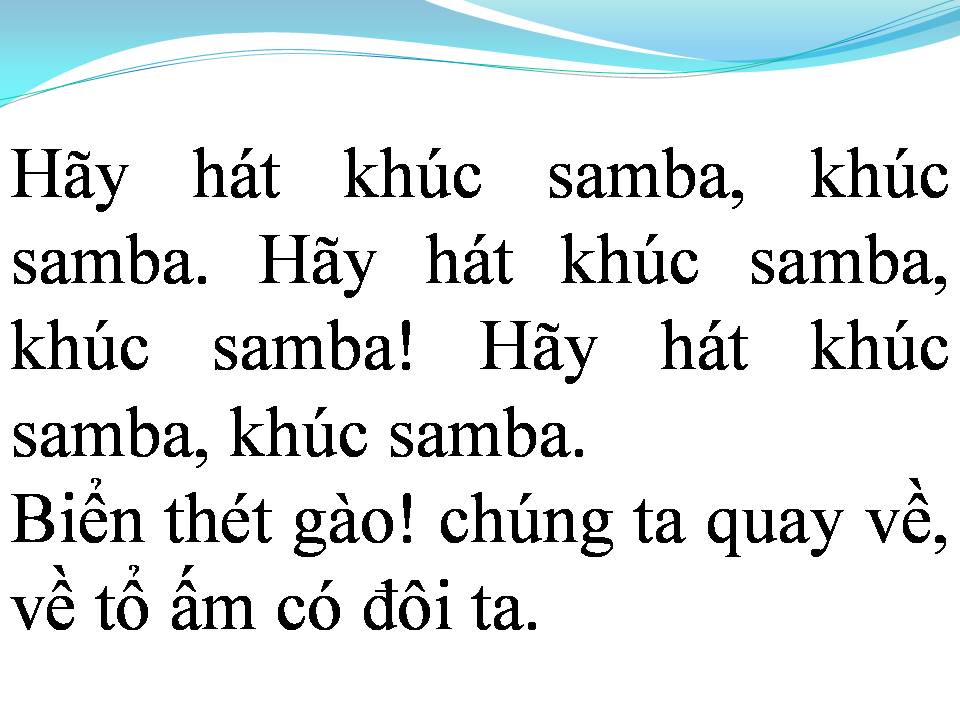 Lời bài hát KHÚC HÁT SAMBA