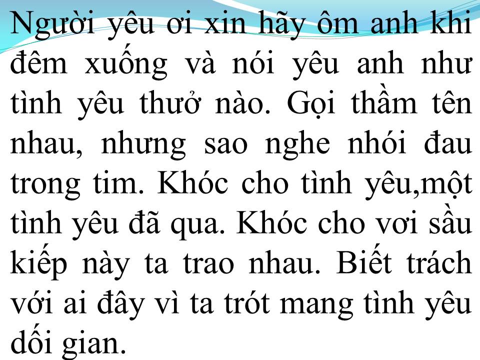 Lời bài hát KHÓC CHO TÌNH YÊU