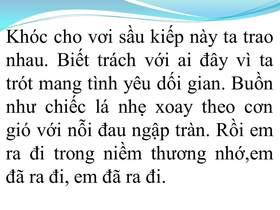 Lời bài hát KHÓC CHO TÌNH YÊU