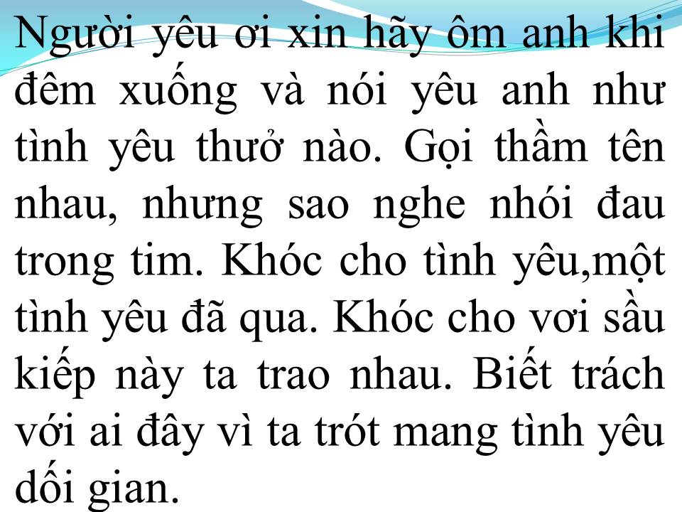 Lời bài hát KHÓC CHO TÌNH YÊU