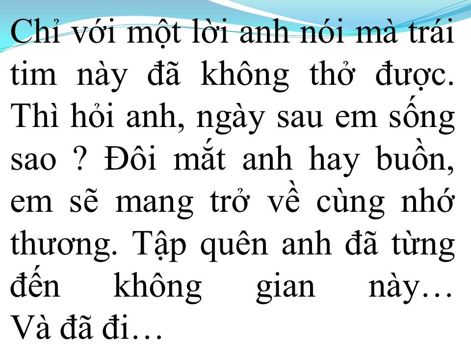 Lời bài hát KHÔNG THỞ ĐƯỢC