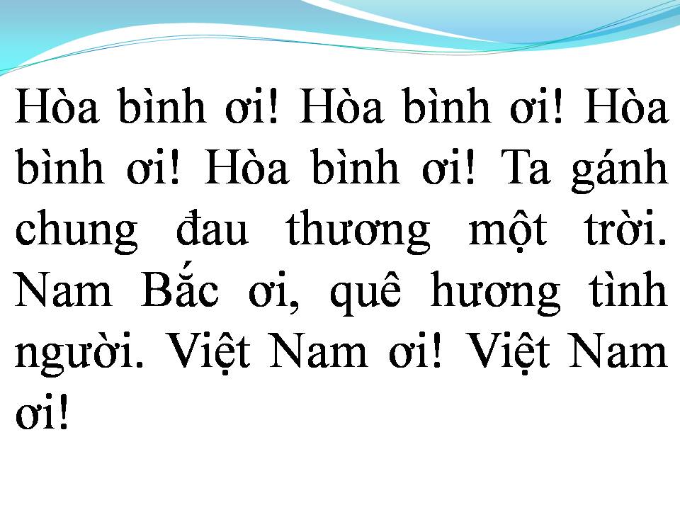 Lời bài hát HÒA BÌNH ƠI VIỆT NAM ƠI