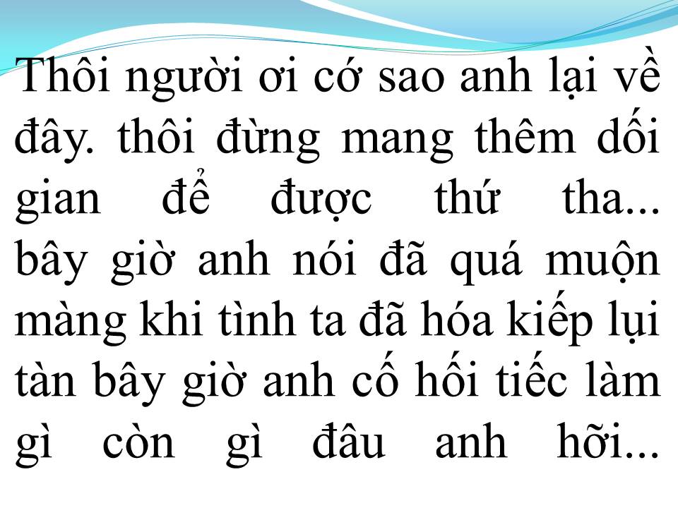 Lời bài hát HỐI TIẾC MUỘN MÀNG