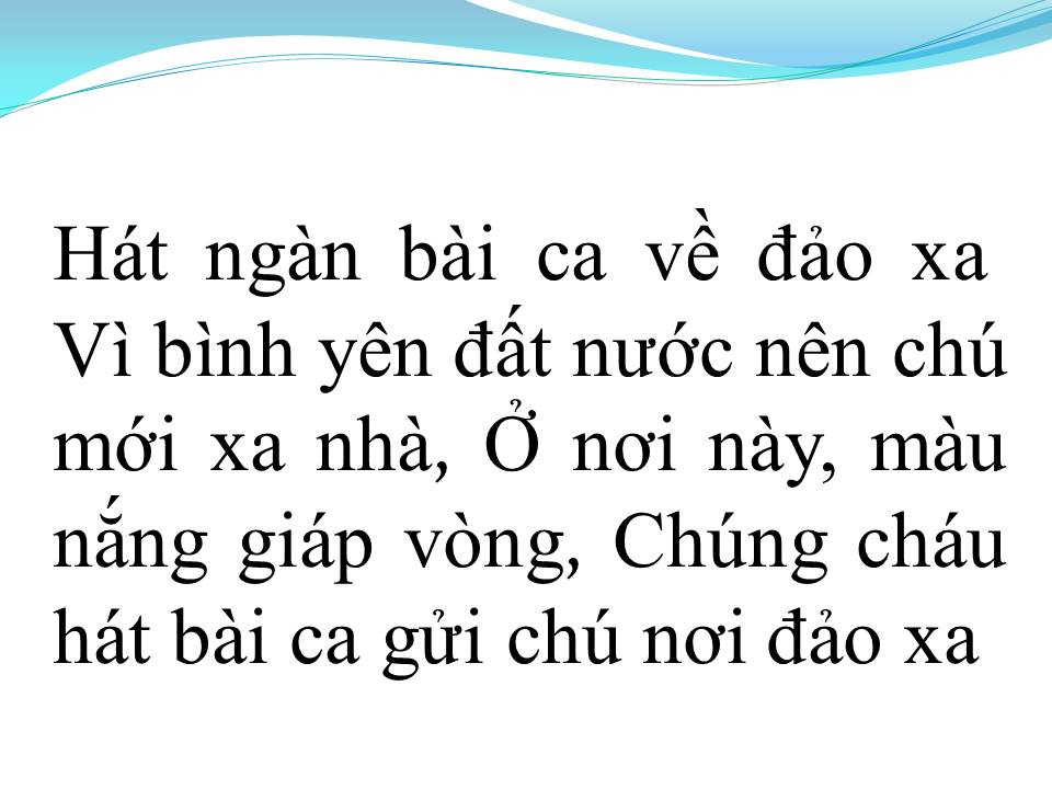 Lời bài hát CHÁU HÁT VỀ ĐẢO XA