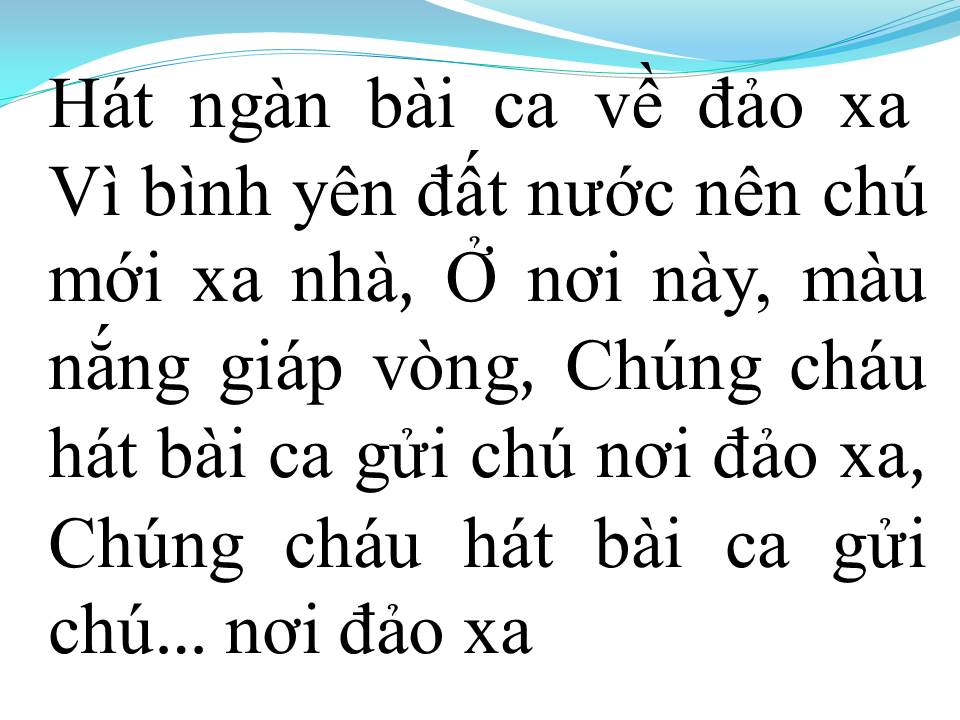 Lời bài hát CHÁU HÁT VỀ ĐẢO XA