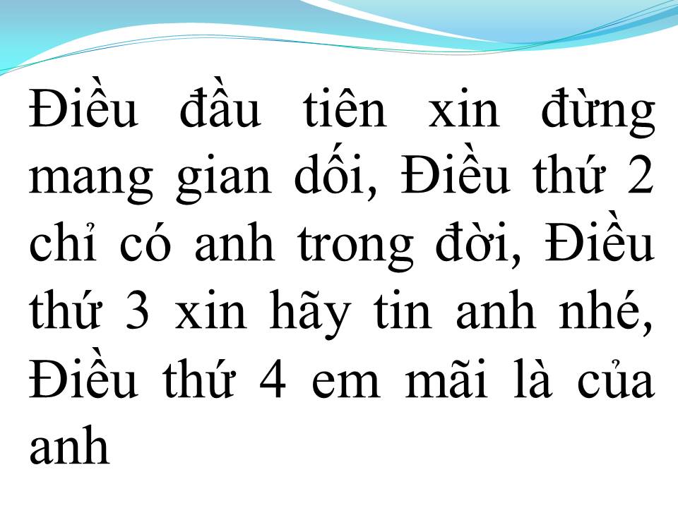 Lời bài hát BỐN ĐIỀU YÊU