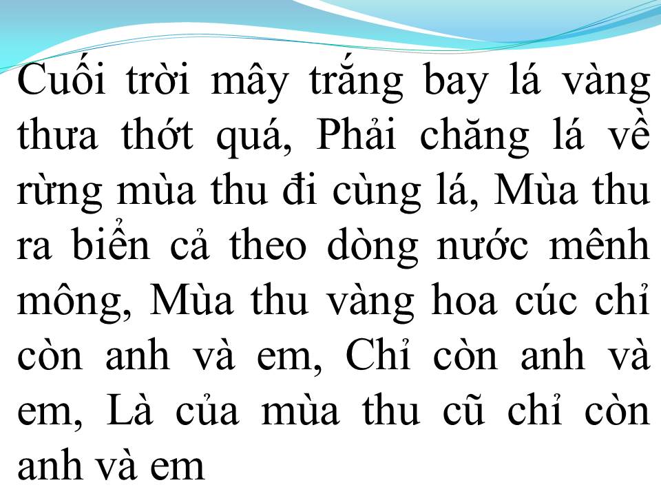 Lời bài hát THƯ TÌNH CUỐI MÙA THU