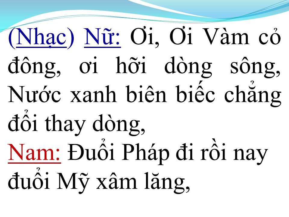 Lời bài hát DÒNG SÔNG QUÊ EM (TÂN CỔ)