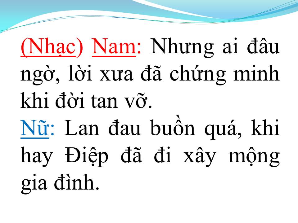 Lời bài hát CHUYỆN TÌNH LAN VÀ ĐIỆP 1 (TÂN CỔ)