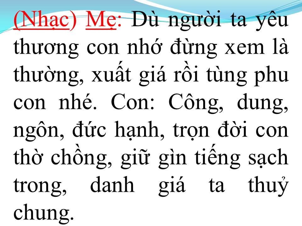 Lời bài hát CON GÁI CỦA MẸ (TÂN CỔ)
