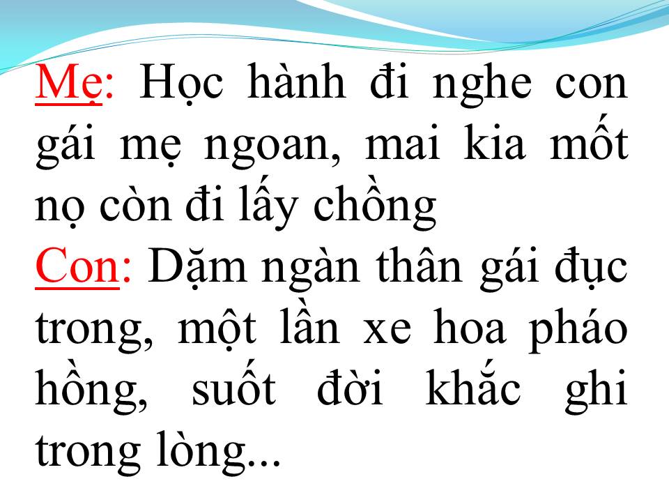 Lời bài hát CON GÁI CỦA MẸ (TÂN CỔ)