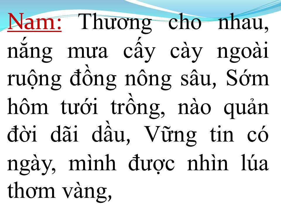 Lời bài hát TÌNH LÚA DUYÊN TRĂNG (SONG CA)