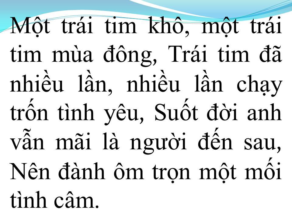 Lời bài hát TRÁI TIM MÙA ĐÔNG