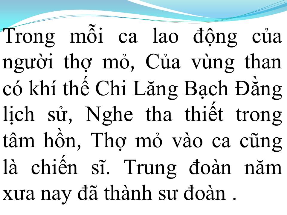 Lời bài hát TÌNH CA NGƯỜI THỢ MỎ