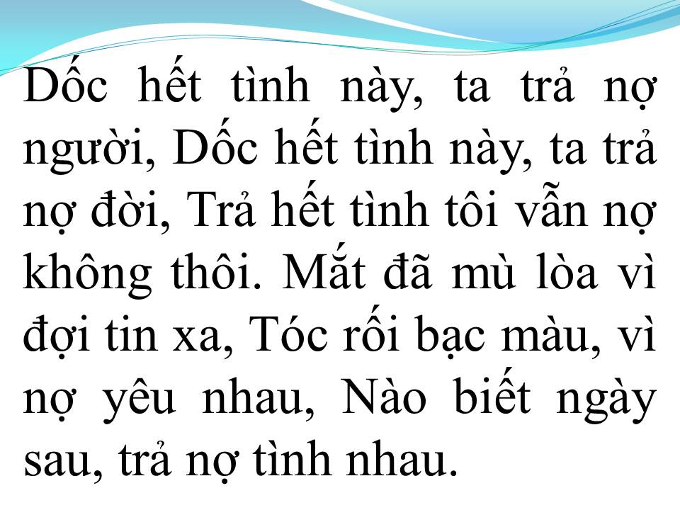 Lời bài hát TRẢ NỢ TÌNH XA