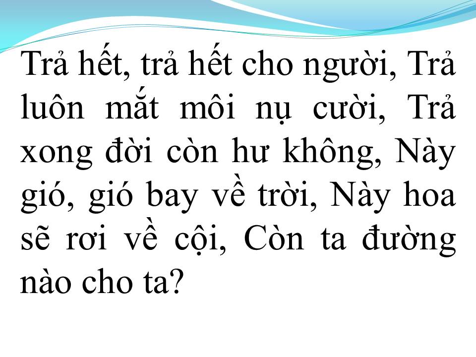Lời bài hát TRẢ NỢ TÌNH XA
