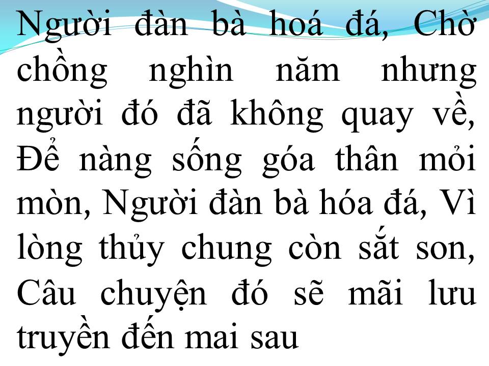 Lời bài hát NGƯỜI ĐÀN BÀ HÓA ĐÁ