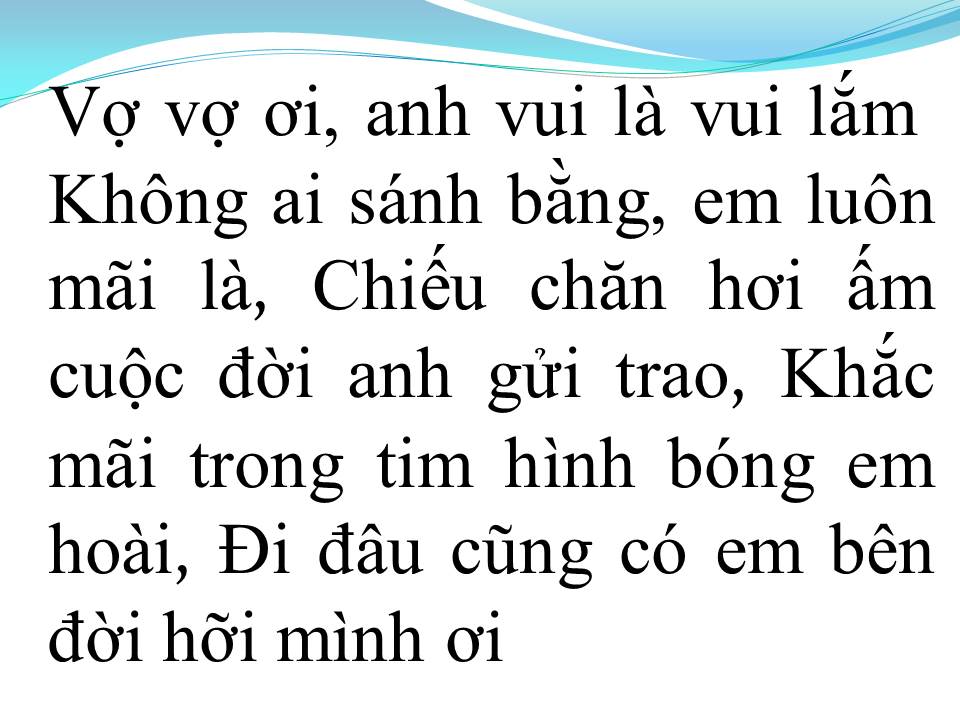 Lời bài hát THƯƠNG LẮM VỢ ƠI