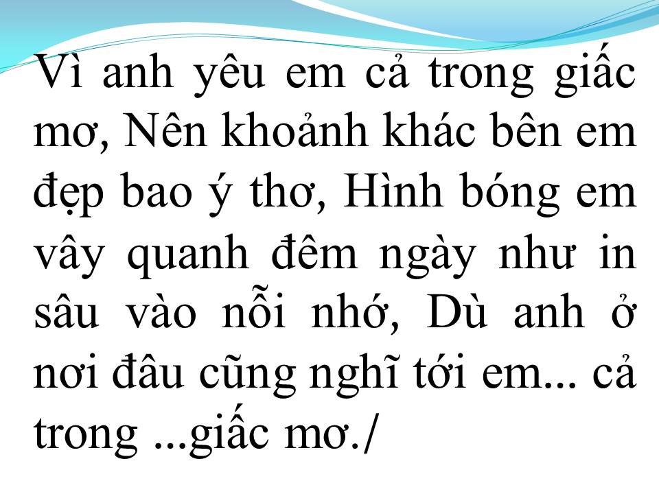 Lời bài hát YÊU EM CẢ TRONG GIẤC MƠ