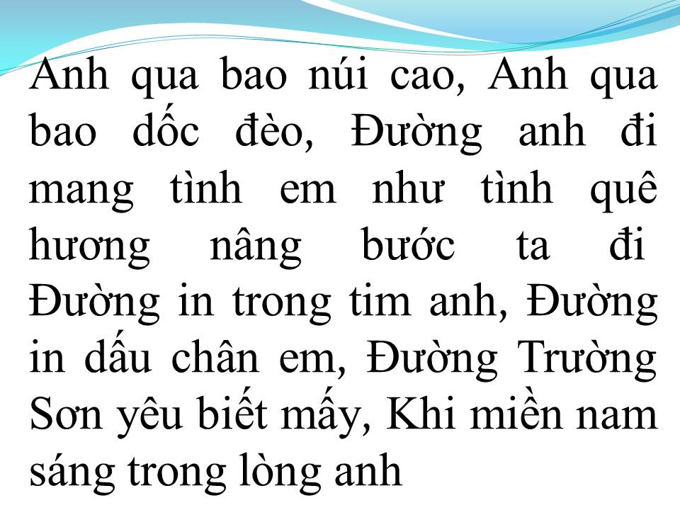 Lời bài hát ĐƯỜNG TRƯỜNG SƠN XE ANH QUA