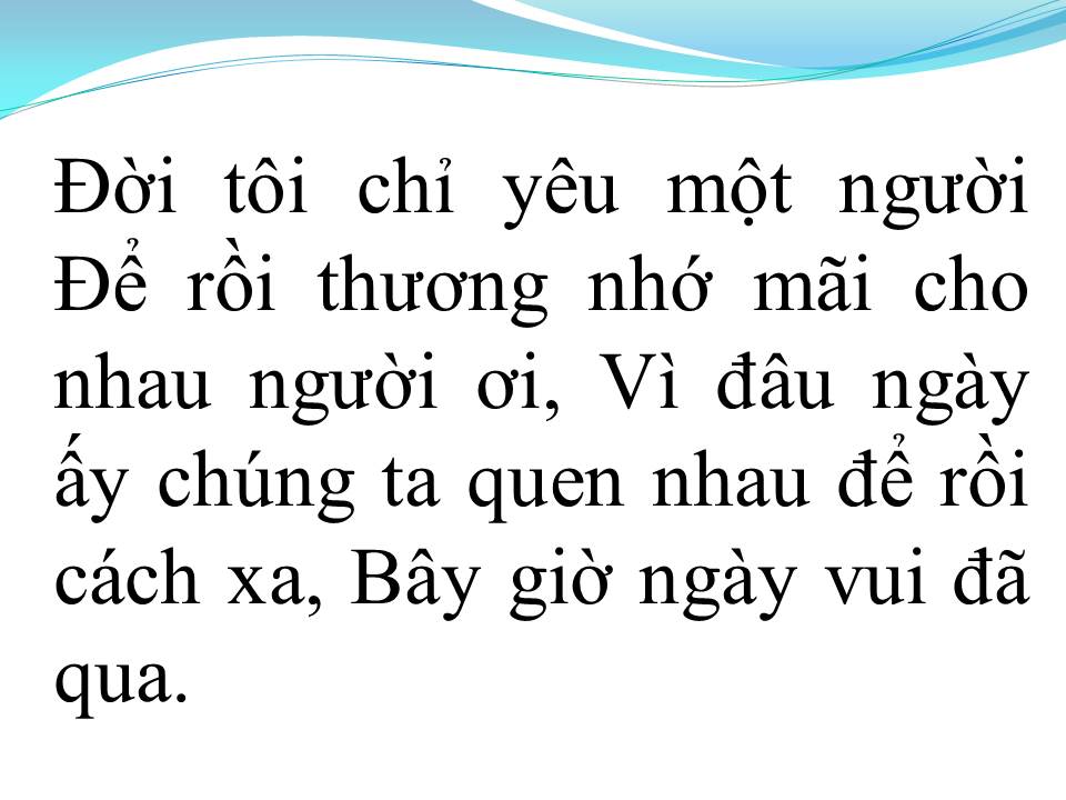 Lời bài hát ĐỜI TÔI CHỈ MỘT NGƯỜI