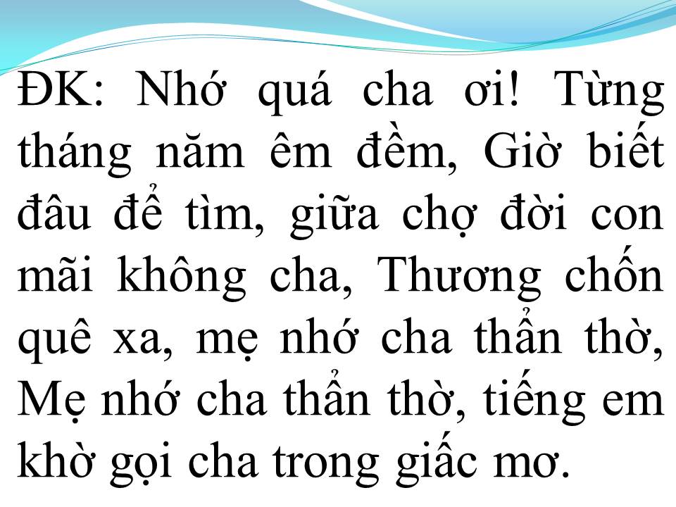 Lời bài hát NỖI NHỚ CHA