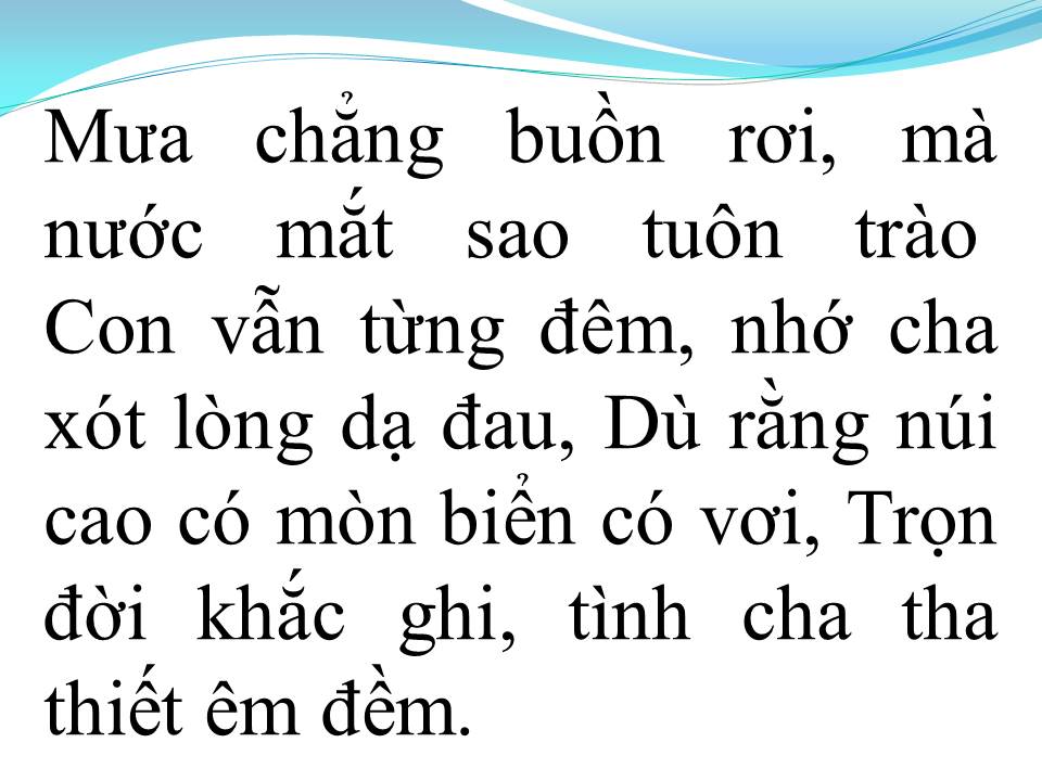 Lời bài hát NỖI NHỚ CHA