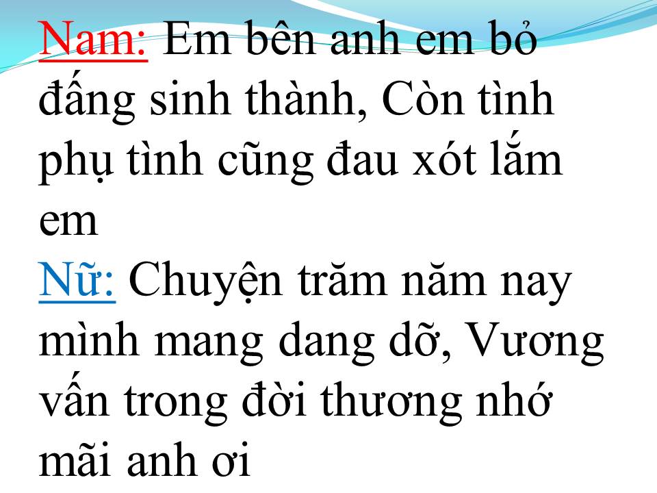 Lời bài hát DUYÊN TÌNH BUỒN