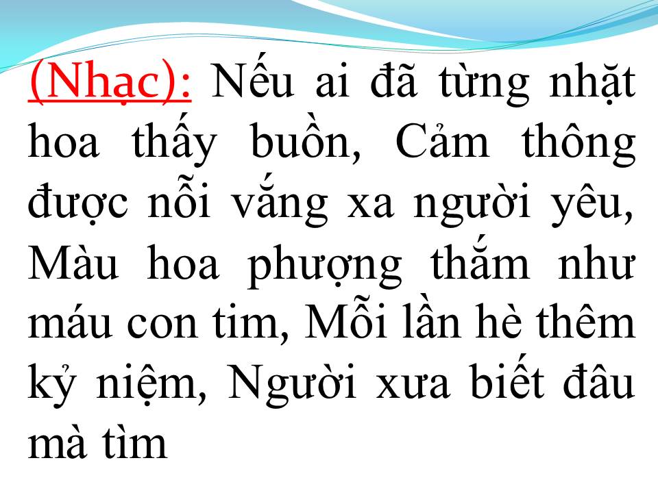 Lời bài hát NỔI BUỒN HOA PHƯỢNG (TÂN CỔ)