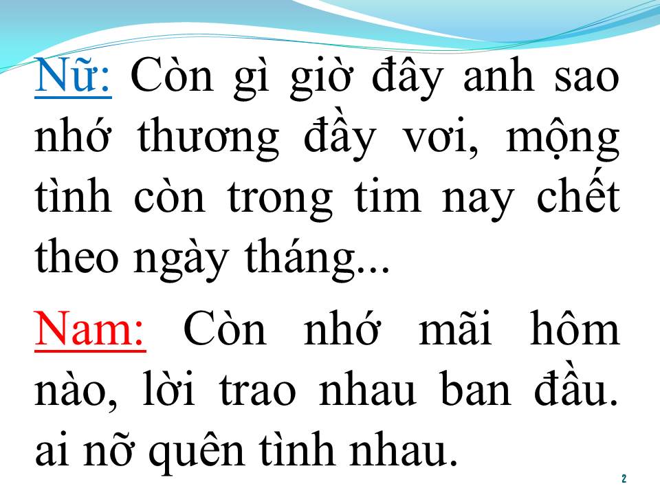Lời bài hát BÀI CA KỶ NIỆM (SONG CA)