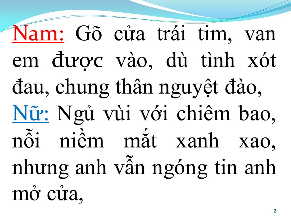 Lời bài hát GÕ CỬA TRÁI TIM (SONG CA)